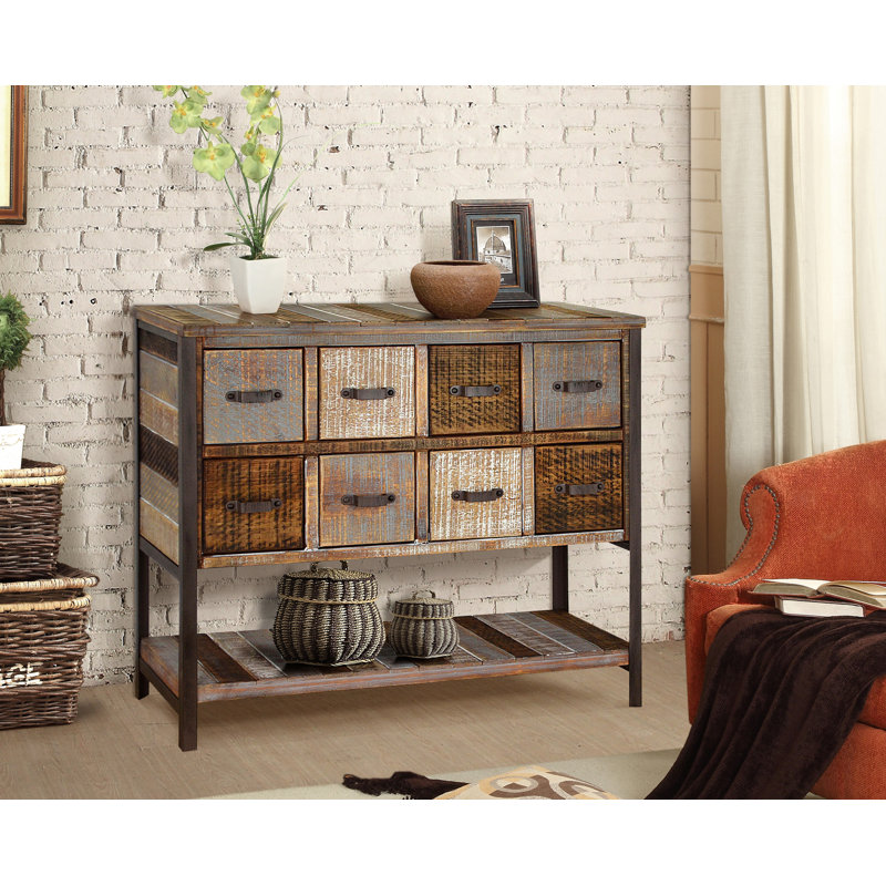 Commode d'appoint à 8 tiroirs Klem, Beige / brun