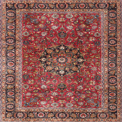 Rouge oriental/noir/Tapis décoratif bleu