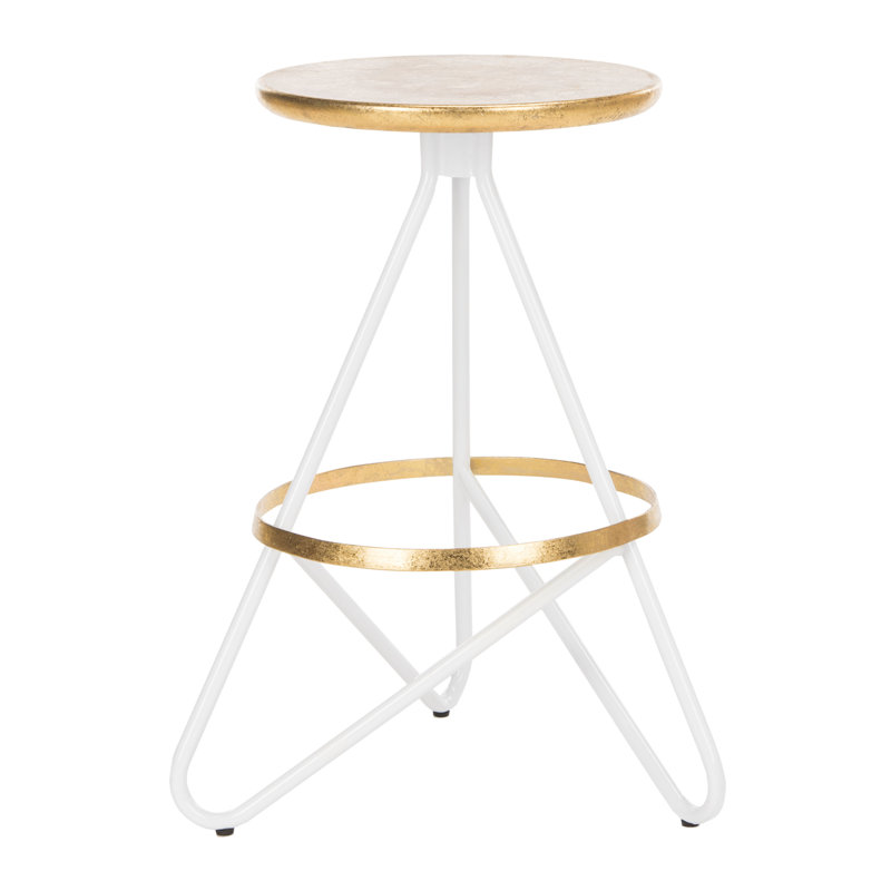 Tabouret de bar et de comptoir Galaxy, Blanc / Or, Tabouret de comptoir (siège d’une hauteur de 24
