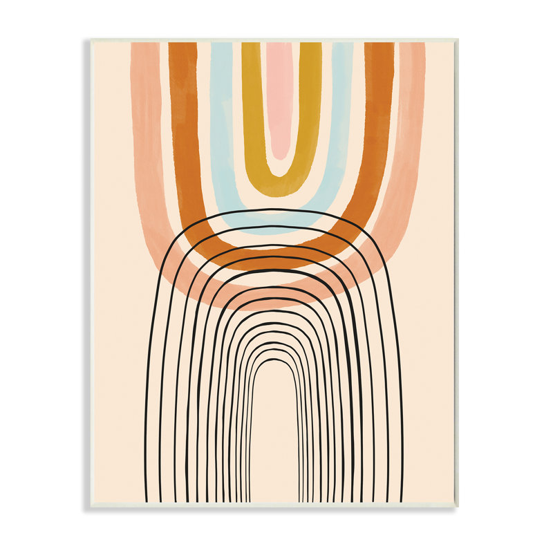 Dessin au trait asymétrique ludique arc-en-ciel, Plaque murale, H 15 po x l 10 po