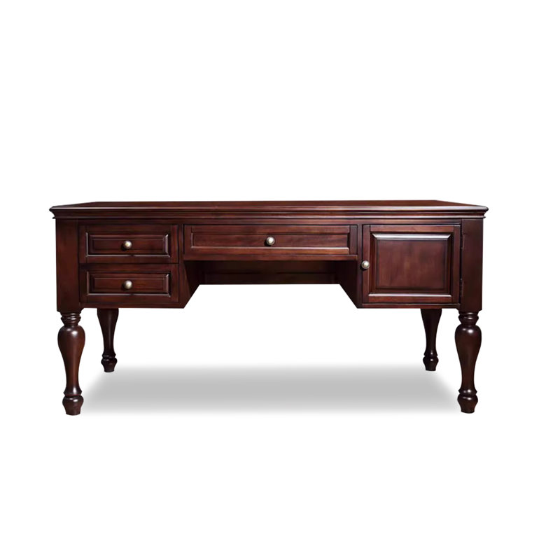 Bureau rustique en bois massif de style américain avec beaucoup de rangement, H 30,71 po x l 55,12 po x P 27,56 po