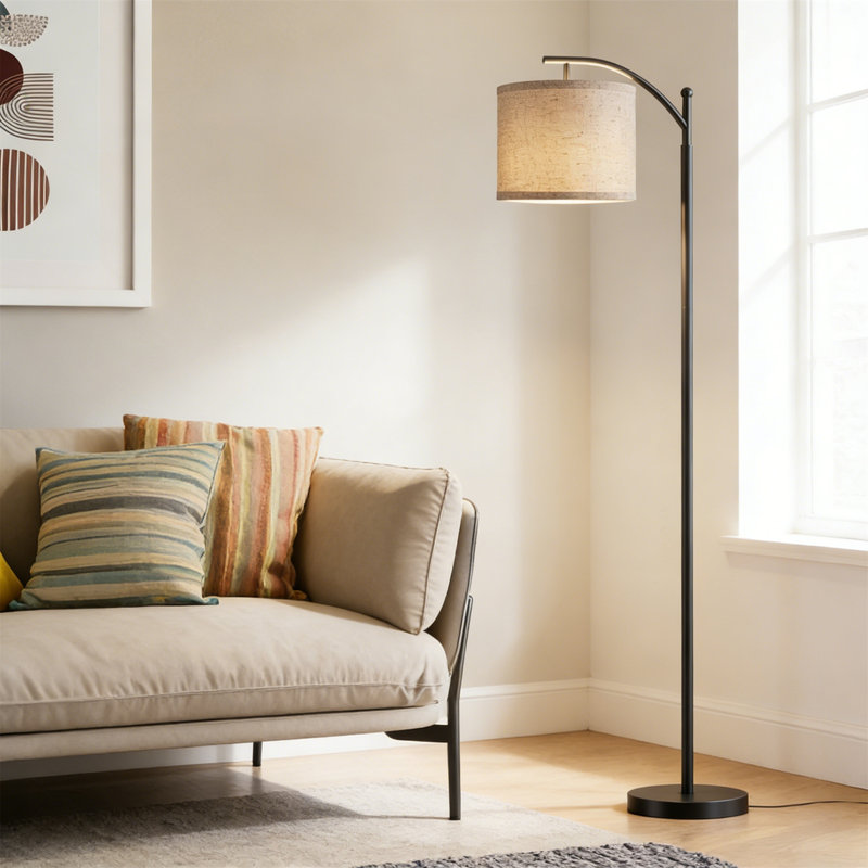 Black Battery Operated Cordless RGB Floor Lamp With Remote, Tall Standing Lamp