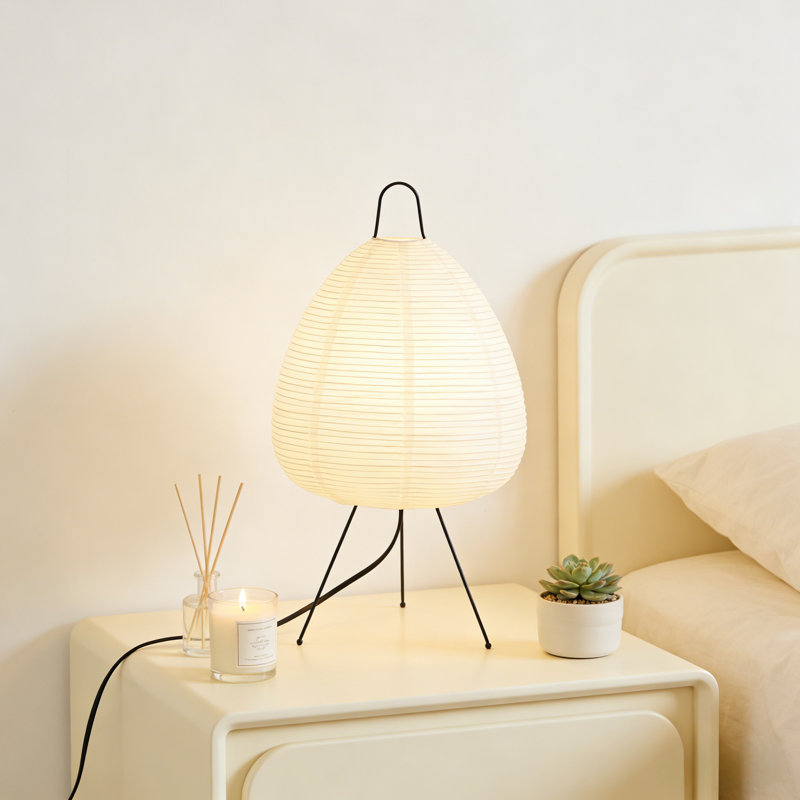 9.4-Inch Rice Paper Table Lamp, 3-Colour E26 Desk Lamp (Included Bulb)