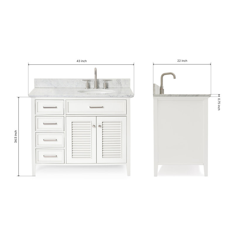 Kensington 43'' W Single Vanity, White, Right