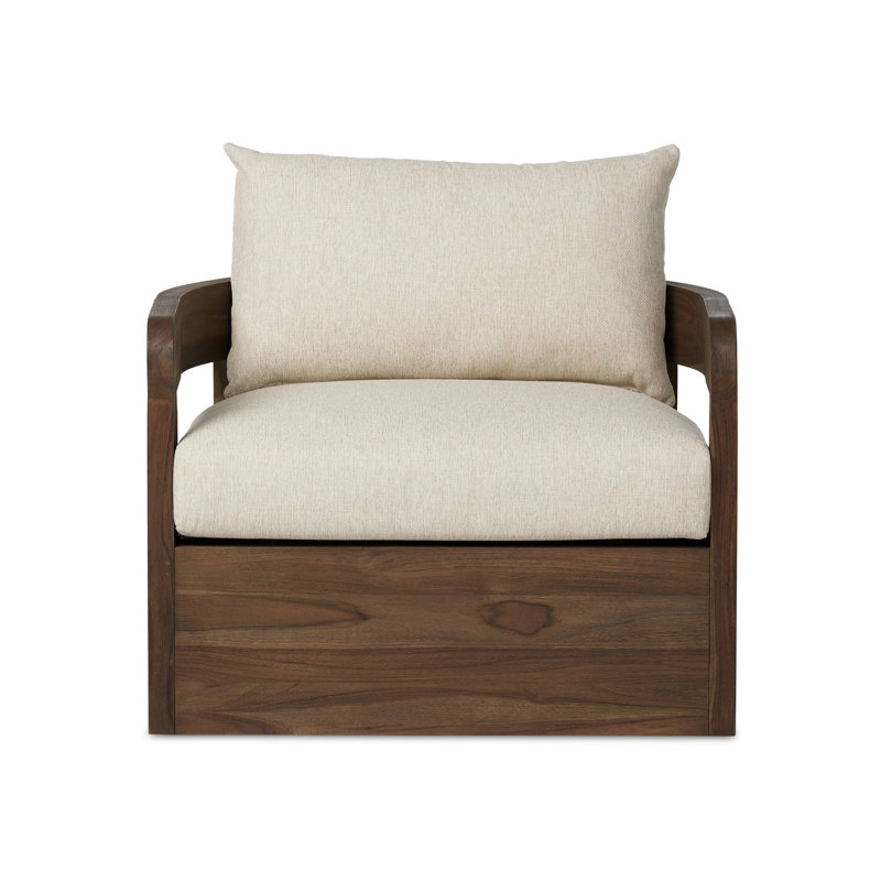 Jackson Outdoor Metal Swivel Chair-Bronze, Ellor Beige, Stained Toasted Brown