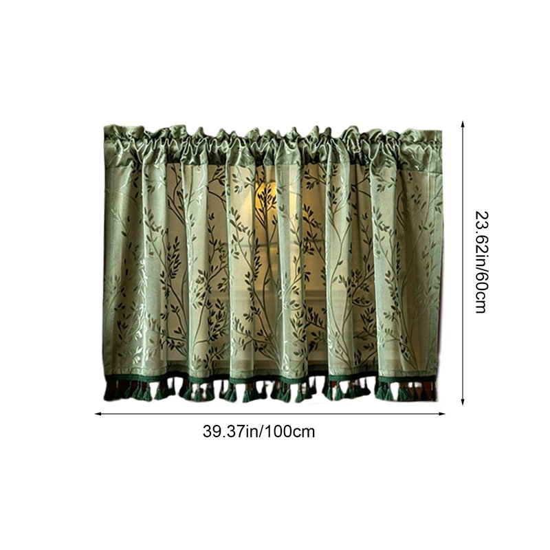 Kbndieu Romantic Printed CurtainKitchen Curtain Cute Spring and Summer Bright and Colorful Kitchen Decoration Short Translucent Retros Coffee Shop Curtain 100x60cm