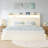 Hydraulic Lift Up Storage Upholstered Platform Wingback LED Bed With 2-Tier Shelves And Charging Station-906432939-911921859