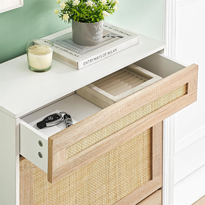 Solid Wood Flip Down Shoe Storage, White/Oak