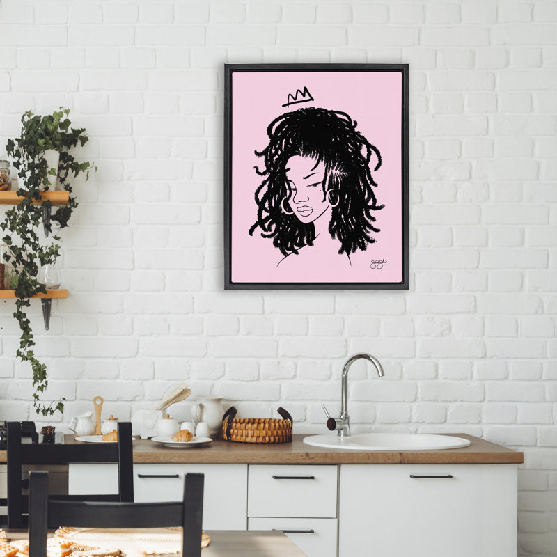 Cadre flottant portrait rose Liz, design par Sierra Siler, Cadre flottant noir de jais, H 21 po x l 17 po