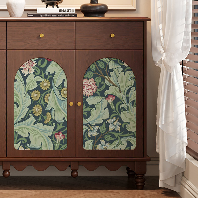 Armoire d'entrée en bois massif à motif floral