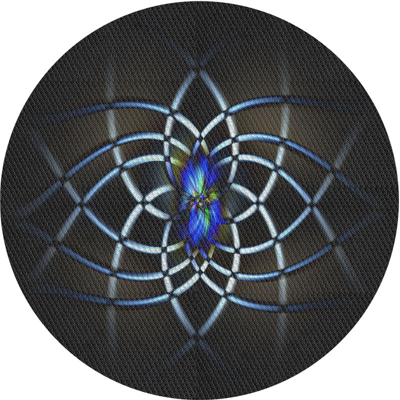 Tapis noir/bleu tissé à la machine, Rond 5 pi