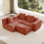 Canapé modulaire en L à 3 places avec passepoil à bordure française, sans assemblage requis, canapé 3 places avec coussins décoratifs et 1 repose-pieds mobile, tissu de velours rouge-1529279265-1529279266