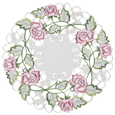 Donzae Pink Rose Doily (15" Rd)