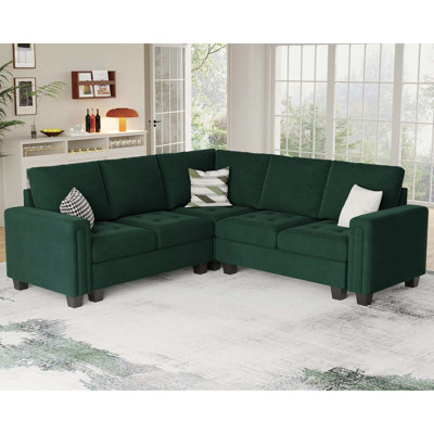 Shavera 4 - Piece Velvet Sectional Corner Sofa Livingroom Modular Couch Apartment Sofa