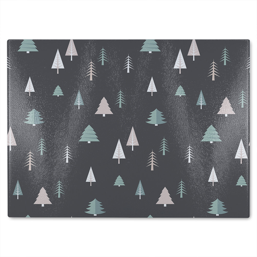 Christmas Winter Forest Dining Glass Chopping Board