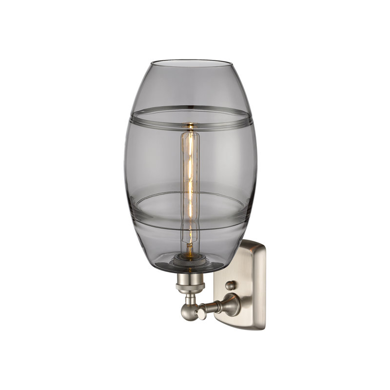 Bettylou Steel Armed Sconce, 10.88" H x 8" W x 8.13" D, Light Smoke, Satin Nickel