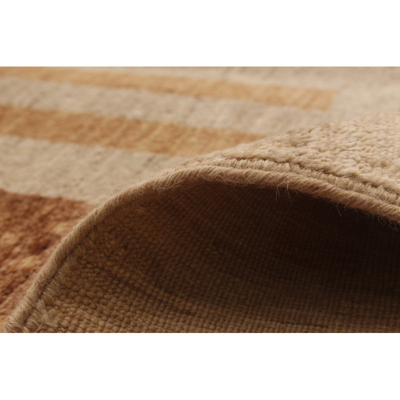 Tapis de zone en laine beige/orange 5 pi 7 po x 8 pi 6 po main one-of-kind-noué la 2010 Ziegler