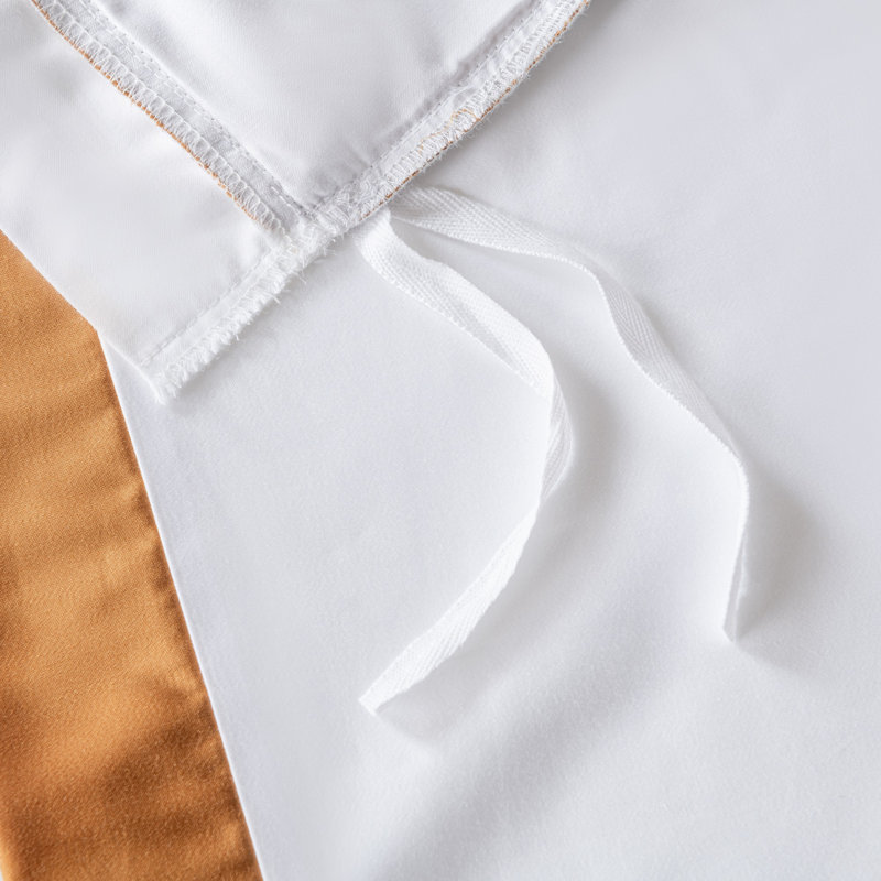 White Hotel Collection Duvet Cover Set with Contrast Flange, 400 Thread Count Long Staple Cotton, OEKO-TEX Certified, Gold