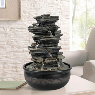 Braelon Indoor Rock Fountain with Lights