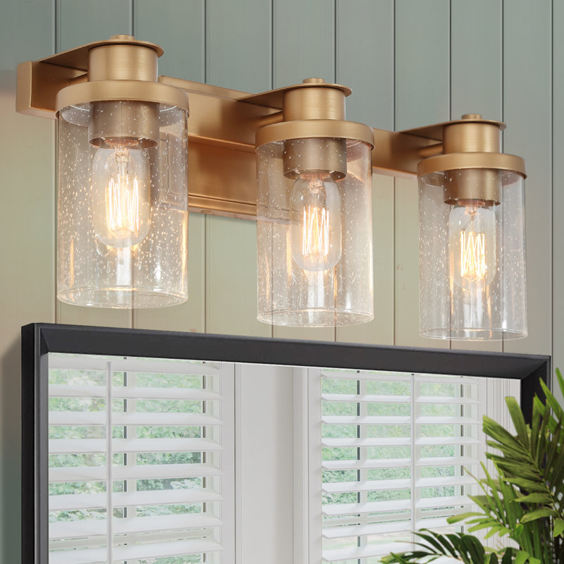 Éclairage pour salle de bain 3 lumières à intensité variable, Laiton antique
