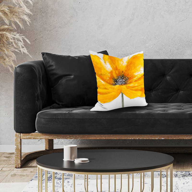 Big yellow flower - 18"x18" Throw pillow cover - Poly twill - Print on demand