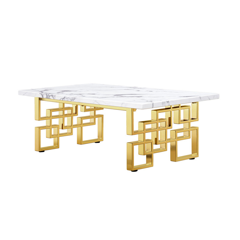 Table basse Nimao, Plateau blanc / base or