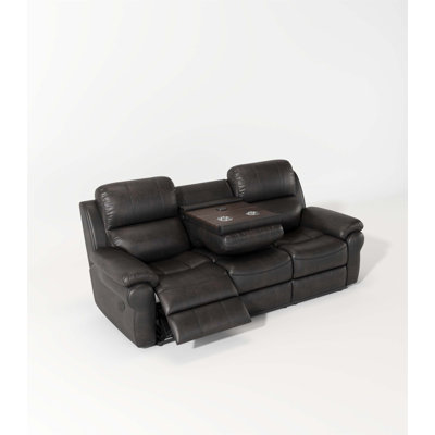 Luxurious Breathable Fabric Power Reclining Sofa with Drop Down Table, USB Button, Wireless Charger and Magazine Bag for Ultimate Comfort and Convenience