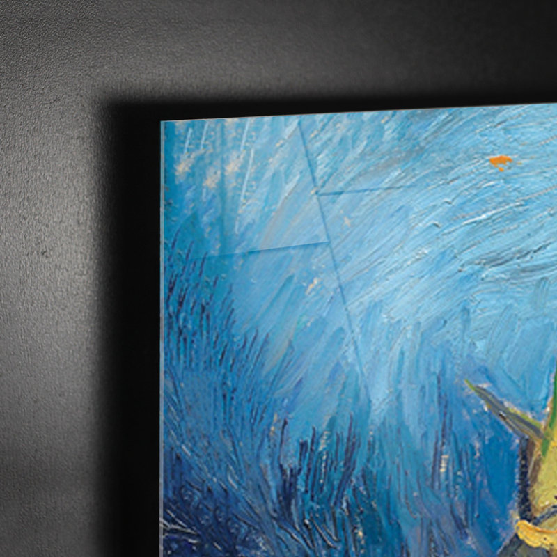 Two Cut Sunflowers by Vincent Van Gogh - No Frame Painting on Glass, 65cm H x 95cm W