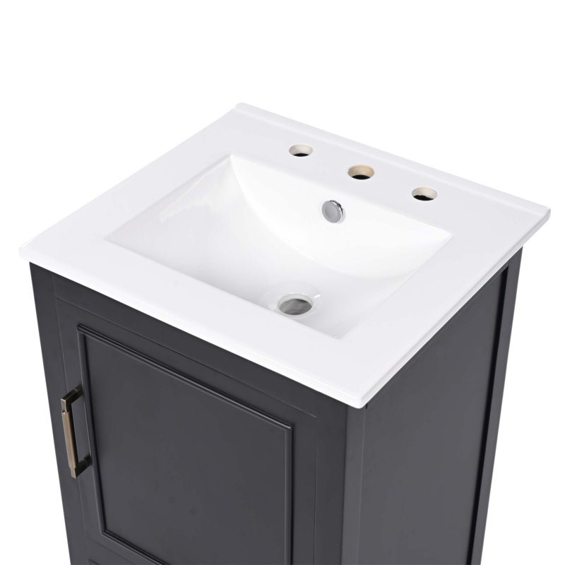 Meuble-lavabo moderne de 20 pouces avec lavabo, armoire, tiroir et patins réglables pour un rangement efficace et une conception élégante