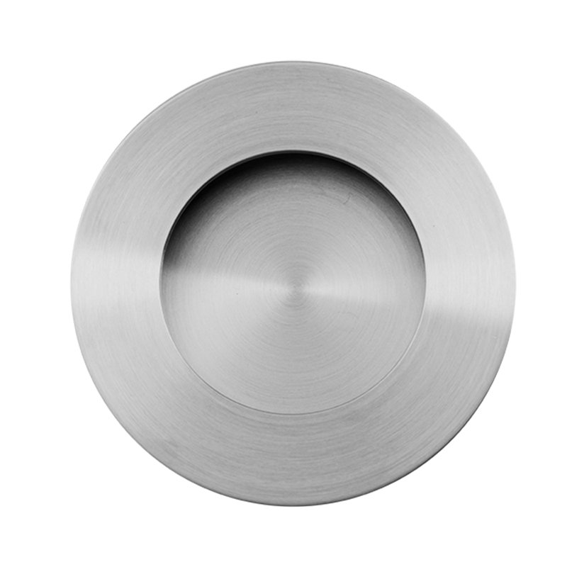 Plaque à tirer ronde, Acier inoxydable satiné, H 3,35 po x l 3,35 po x P 0,51 po