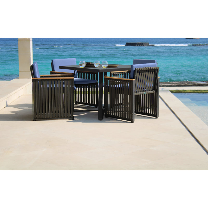 Horizon Outdoor 5 - Piece Dining Set with Cushions, Canvas Navy Sunbrella® Canvas