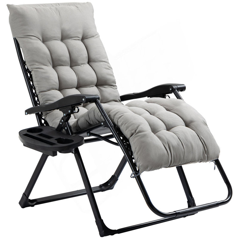 Fauteuil Zero Gravity de Outsunny, chaise longue inclinable pliante avec coussin rembourré, chaise longue de piscine
