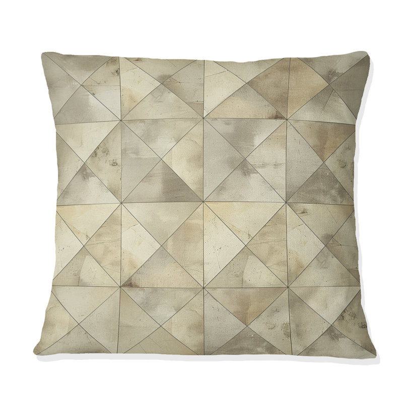 Coussin Beige Modern Triangle III - Modern, H 16 po x l 16 po