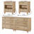 Scarlett 4 Piece Dresser And Nightstand Sets, Two 3 Drawer Dressers & Two Rattan Nightstands, Oak