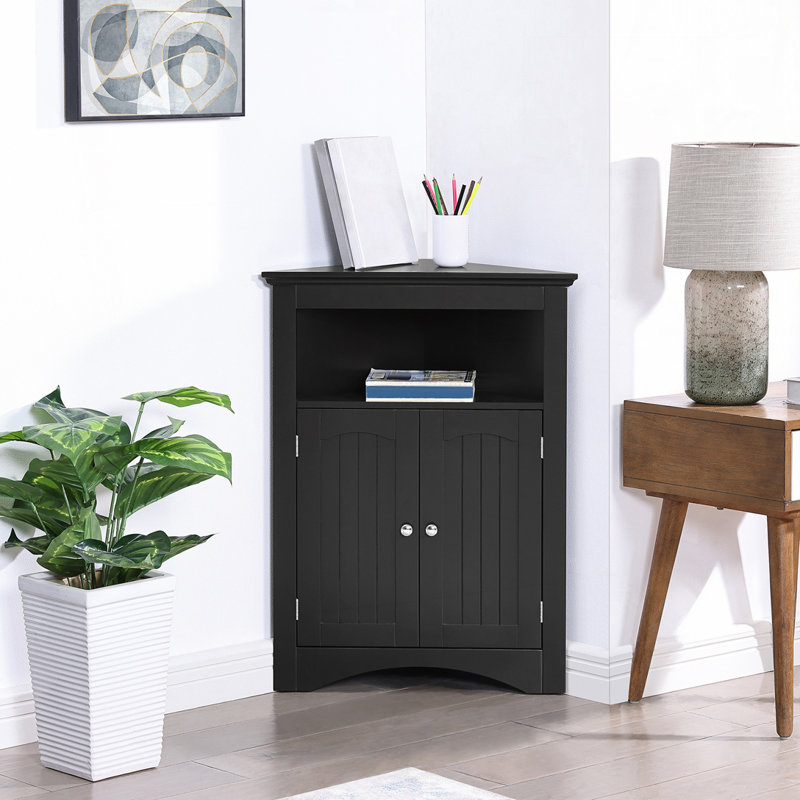 Armoire de coin pour salle de bain, Noir