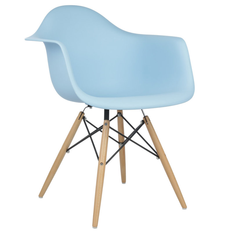 Chaise avec accoudoirs, Bleu clair/ naturel