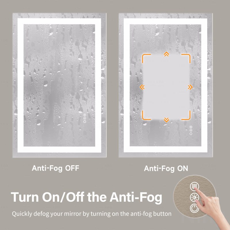 24" x 36" Frameless LED Bathroom Mirror – Dual Light Strips + Anti-Fog + 3 Color Temperatures, 24" x 36"