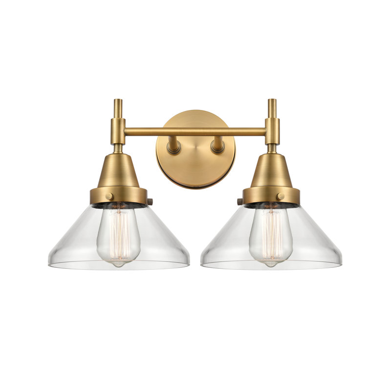 Éclairage de salle de bain à intensité variable 2 lumières Amede, Grainé, Laiton brossé, Pas d'ampoule