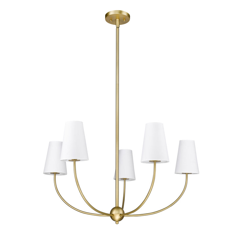 Lustre classique à 6 lumières avec abat-jour Caral, Laiton frotté, 5, H 16,5 po x l 32 po x P 32 po