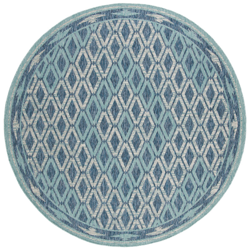 Tapis d'intérieur / extérieur à motif géométrique Amarien Performance, Rond 6 pi 7 po