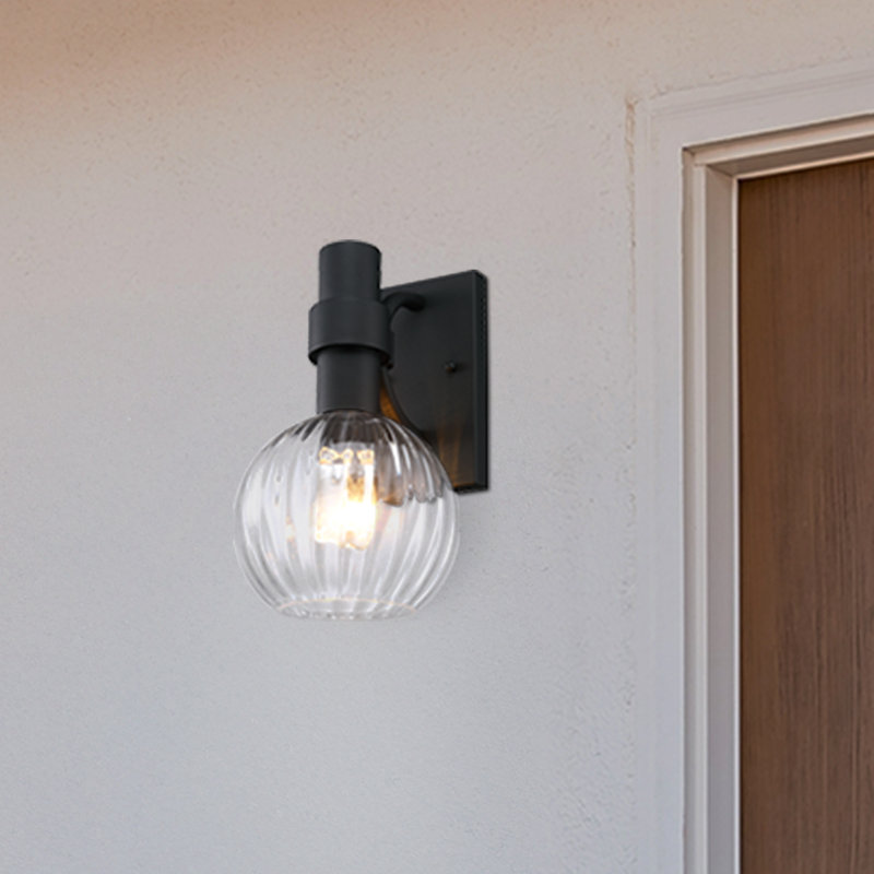 Dover  1-Light Black Outdoor Wall Sconce Light for Porches, 13" H x 7.5" W x 8.75" D
