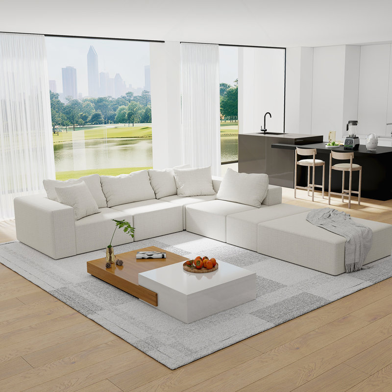 Versatile Modular Sectional Sofa Set For Stylish Living Rooms And Bedrooms, Beige Chenille