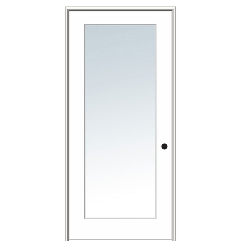 Primed MDF 1-Lite Clear Glass Left Hand Prehung Interior Door