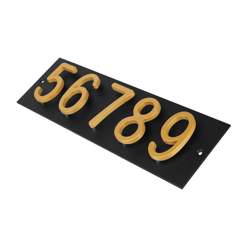 Plaque d'adresse horizontale Amgo Floating Modern, Noir, noir, noir, noir, Doré, Oui