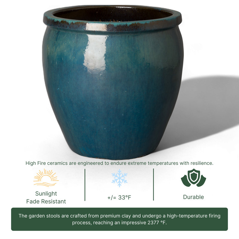 Kenedy Handmade Ceramic Planter, Teal, 26" H x 26" W x 26" D