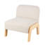 Polyester Square Boucle Beige Living Room Accent Chair With Brown Wooden Legs