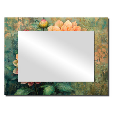 Vintage Dalia Spring Symphony II - Dahlia Accent Wall Mirror - Printed On Metal