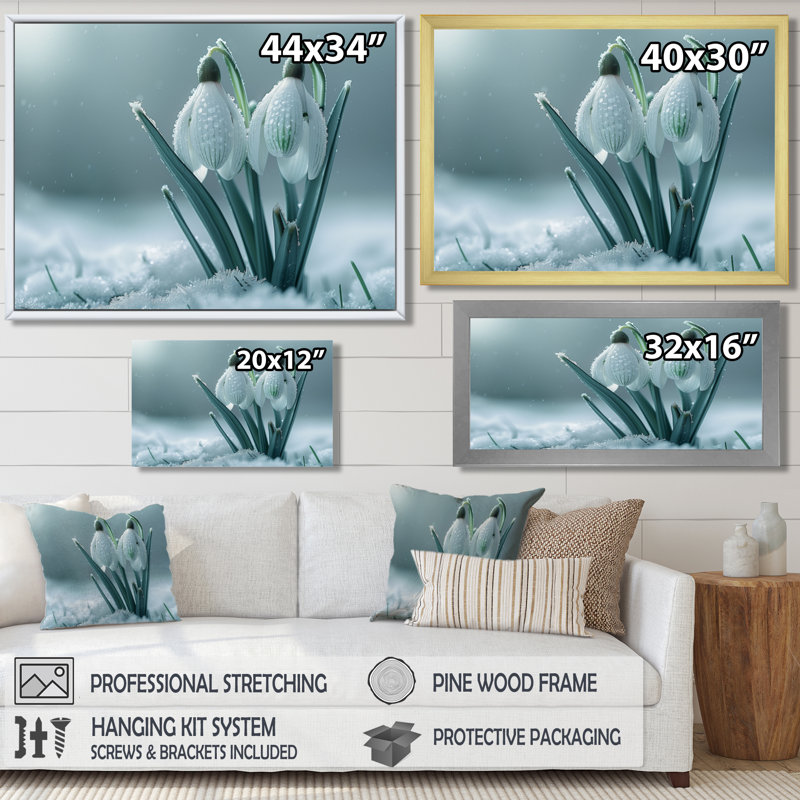Photo de perle blanche en hiver, H 12 po x l 20 po x P 1 po, Toile tendue