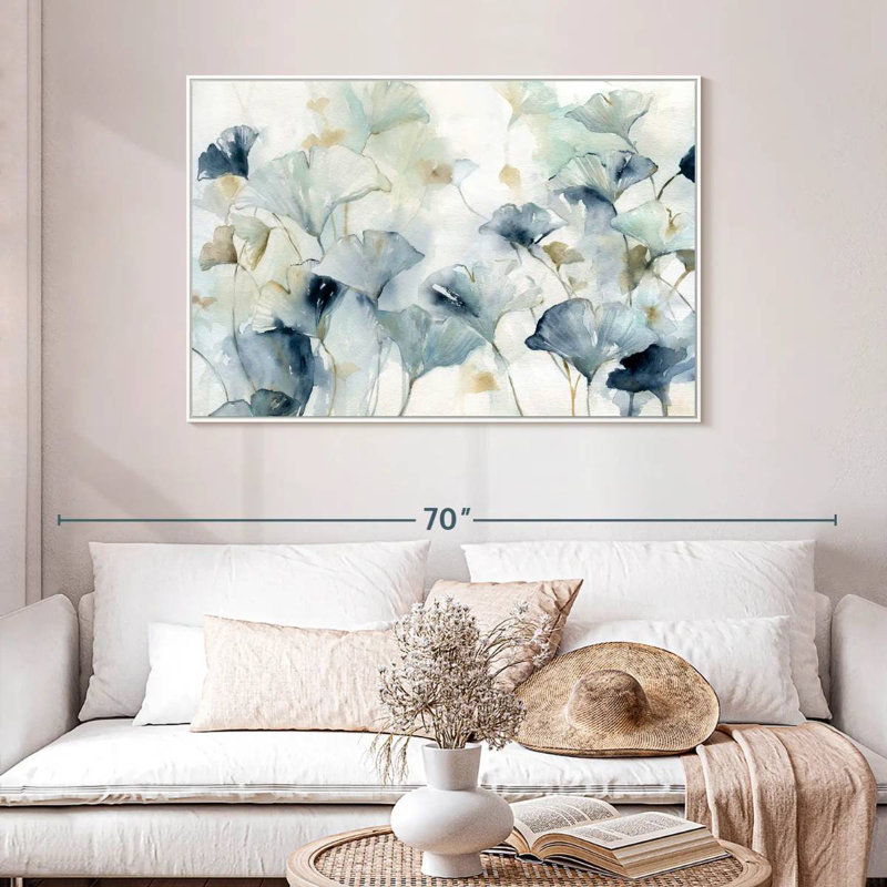 Ginkgo Glorieux, Cadre flottant blanc, 46 po x 31 po