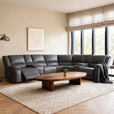 Wynyard 109" Wide Faux Leather Reversible Reclining Sectional Sofa